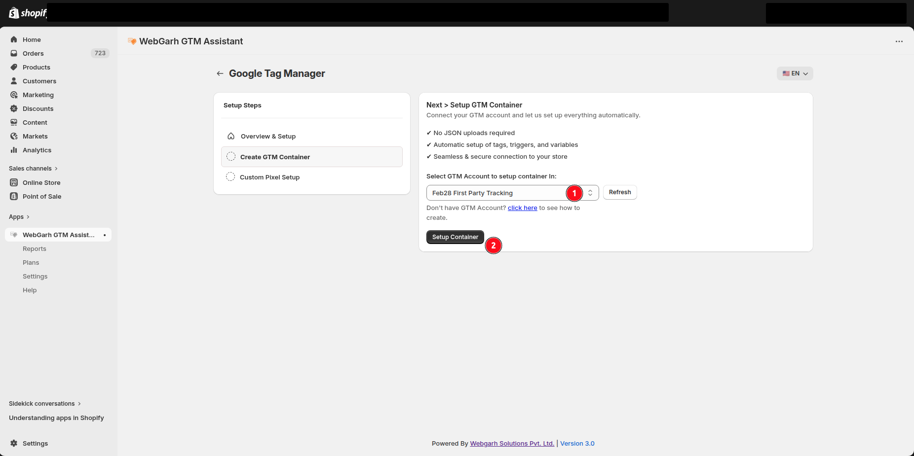 Connect Google Tag Manager to Webgarh GTM Assistant screenshot 4