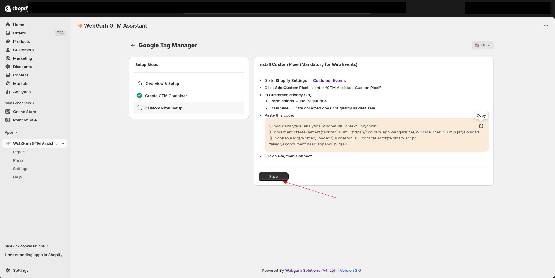 Connect Google Tag Manager to Webgarh GTM Assistant screenshot 11