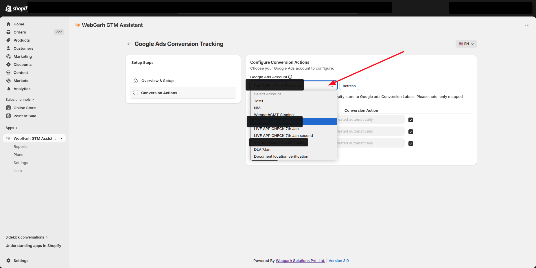 Connect Google Ads to Webgarh GTM Assistant screenshot 4