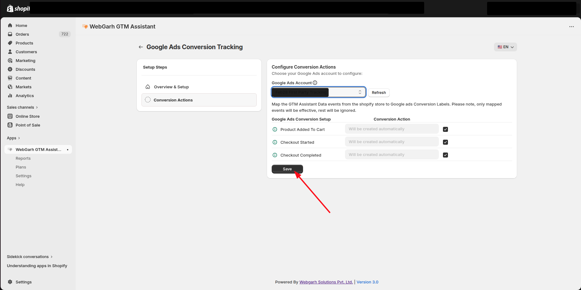 Connect Google Ads to Webgarh GTM Assistant screenshot 6