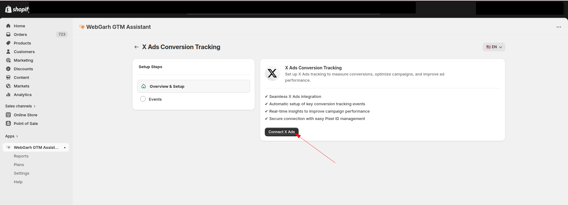 Connect X Ads to Webgarh GTM Assistant screenshot 1