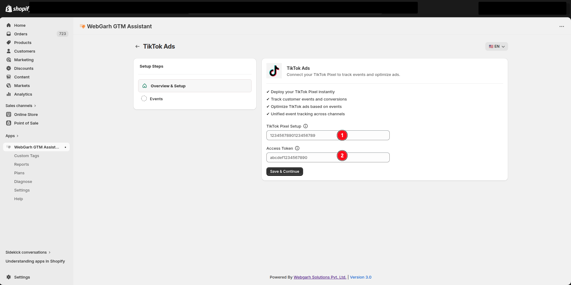 Connect TikTok Ads to Webgarh GTM Assistant screenshot 3