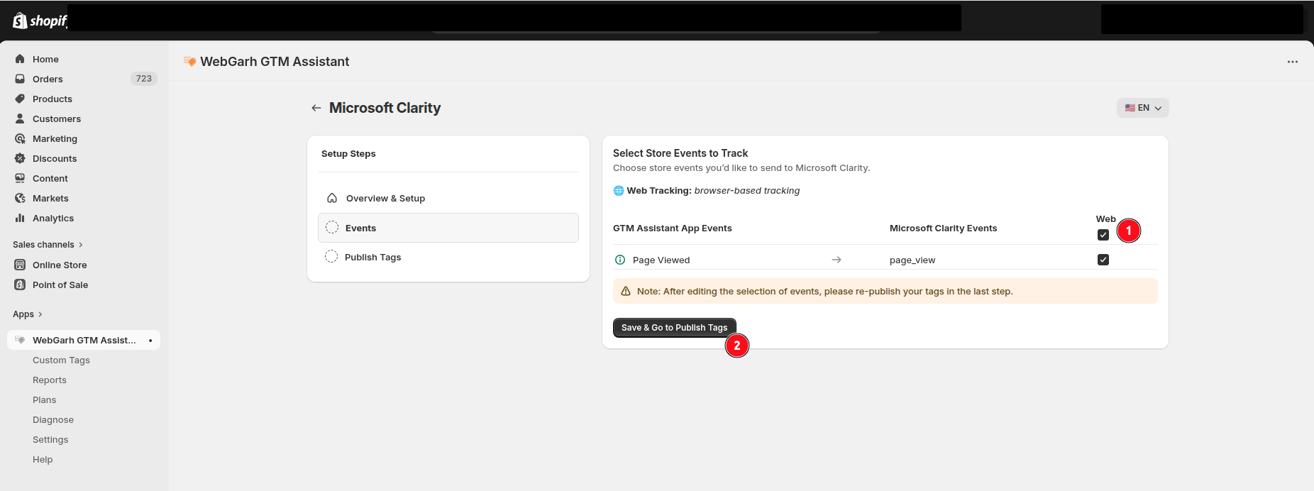 Connect Microsoft Clarity to Webgarh GTM Assistant screenshot 3