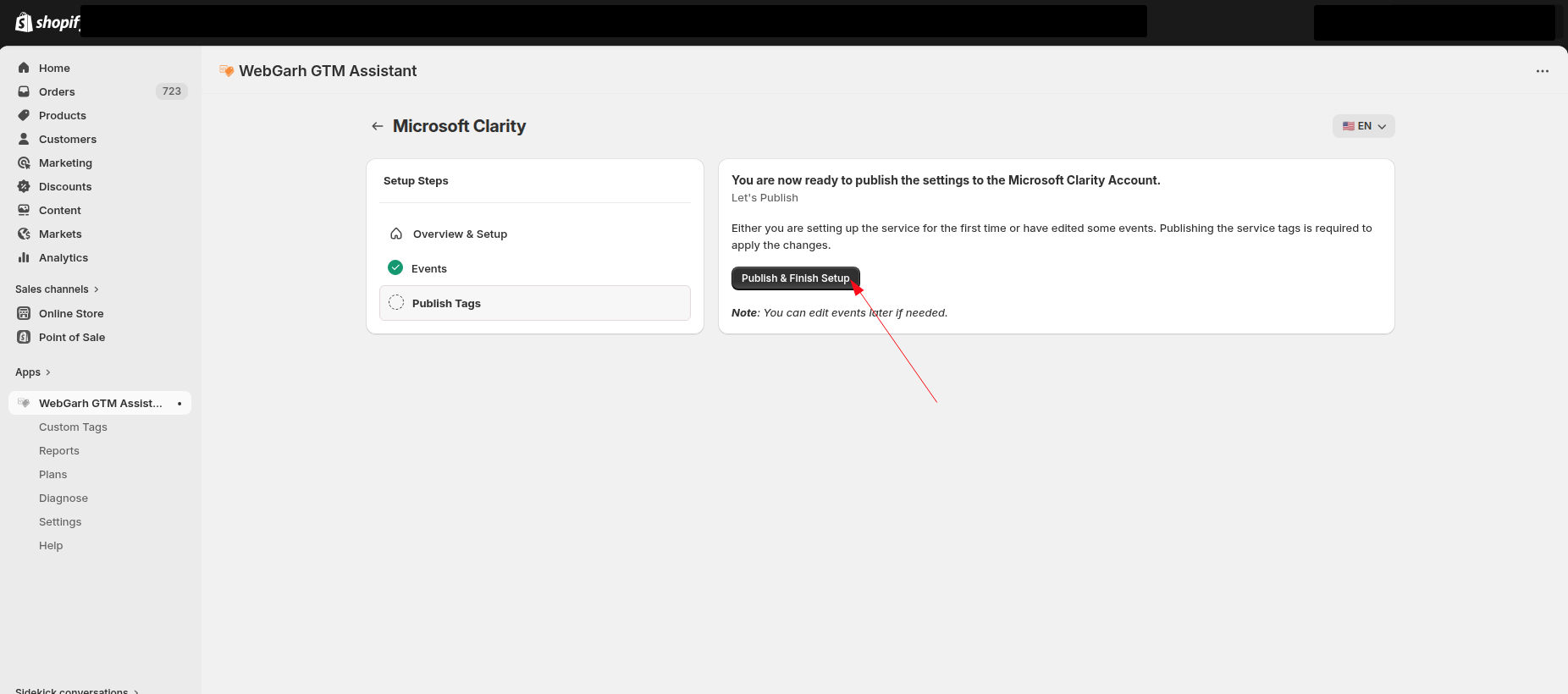 Connect Microsoft Clarity to Webgarh GTM Assistant screenshot 4