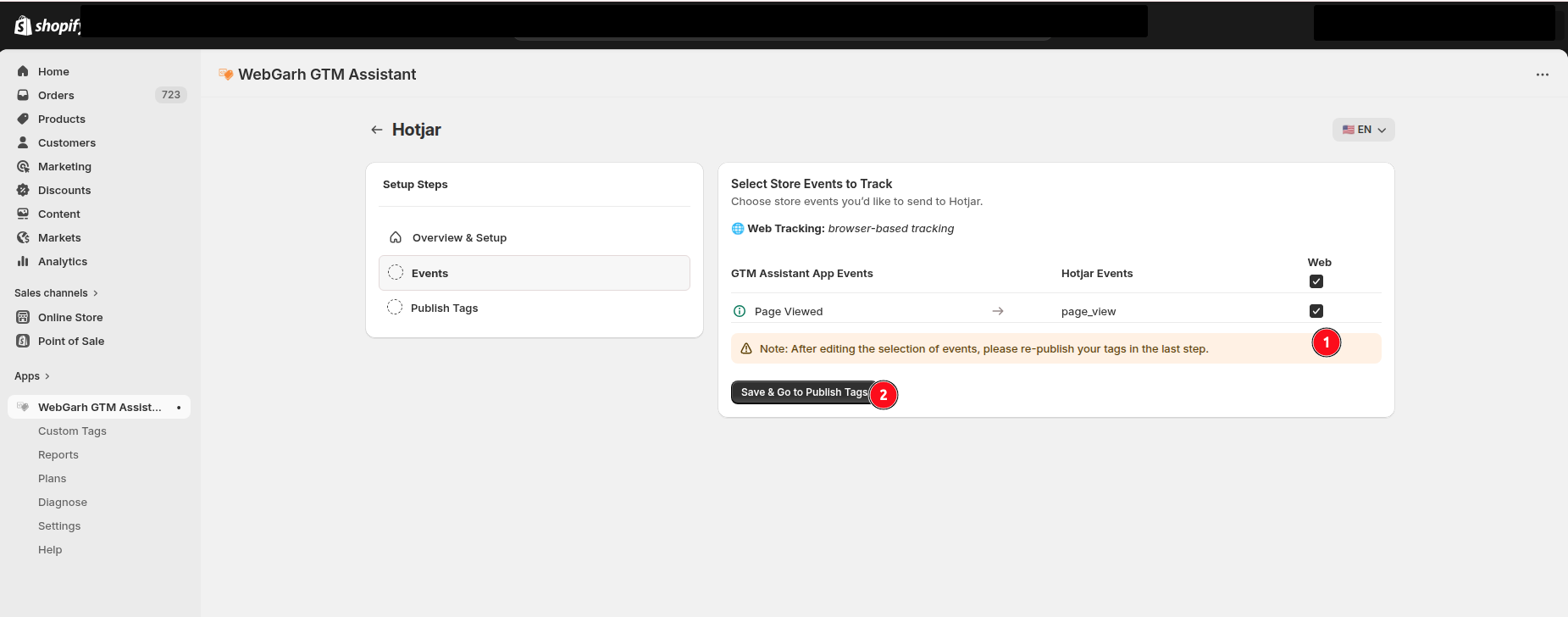 Connect Hotjar to Webgarh GTM Assistant screenshot 3