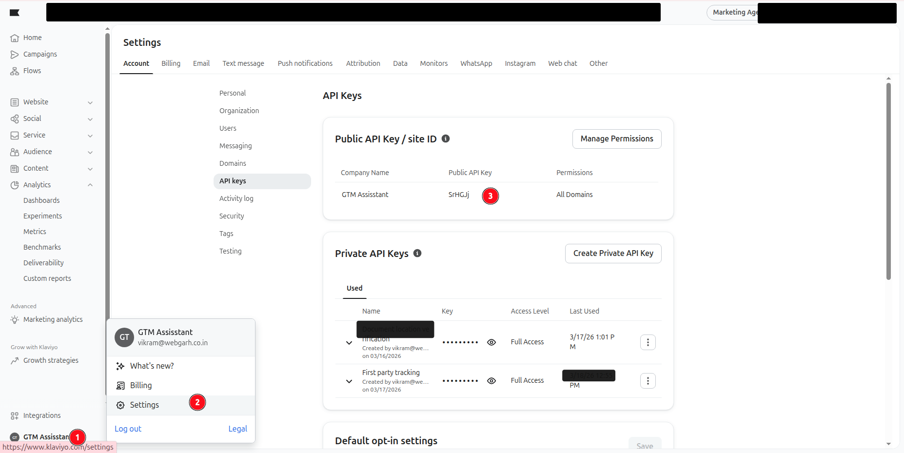 Connect Klaviyo to Webgarh GTM Assistant screenshot 1