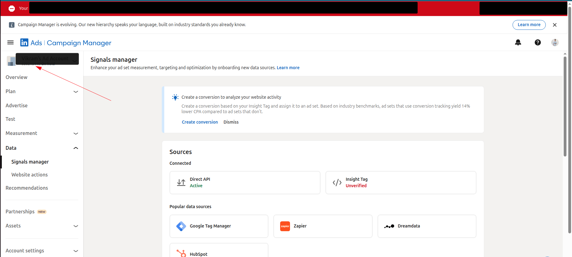 Connect LinkedIn Ads to Webgarh GTM Assistant screenshot 1