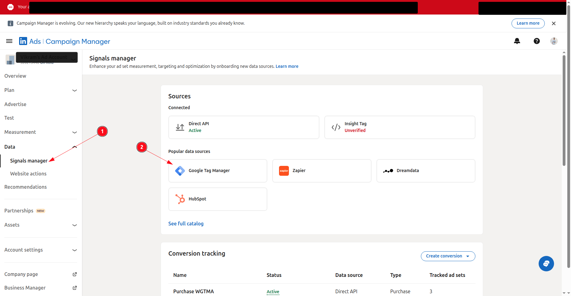 Connect LinkedIn Ads to Webgarh GTM Assistant screenshot 2