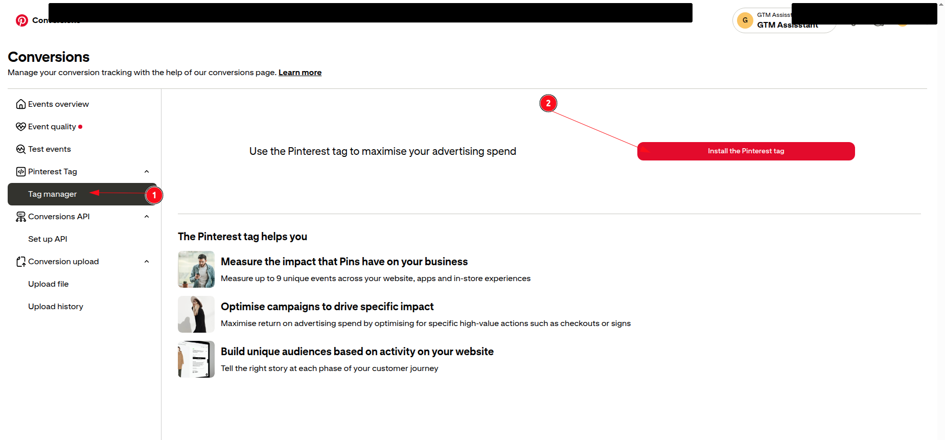 Connect Pinterest to Webgarh GTM Assistant screenshot 1