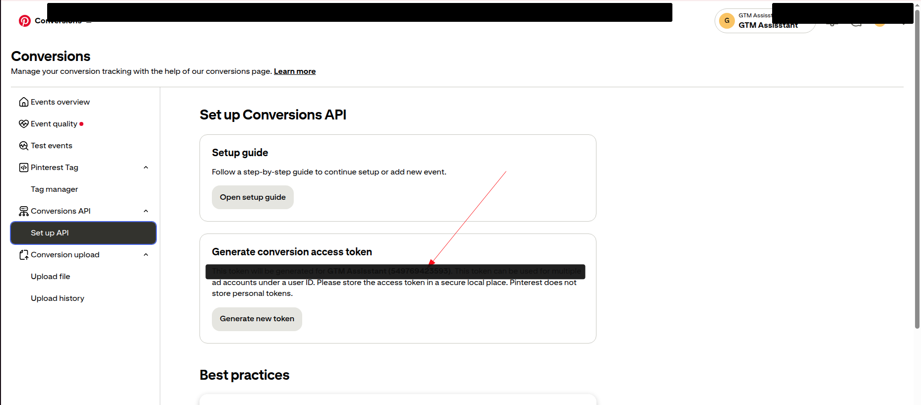Connect Pinterest to Webgarh GTM Assistant screenshot 3