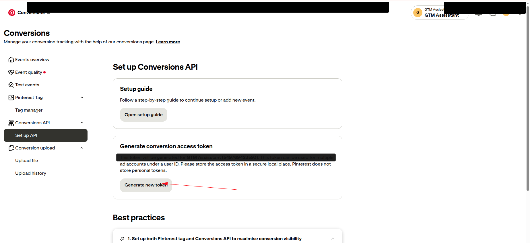 Connect Pinterest to Webgarh GTM Assistant screenshot 4