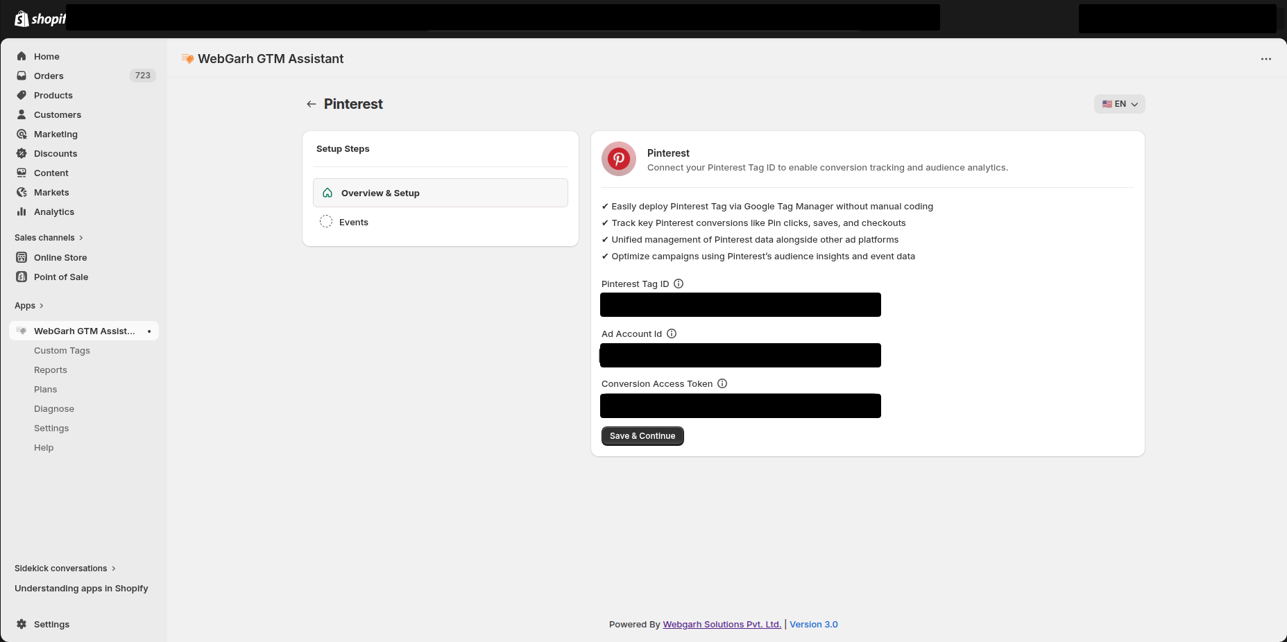 Connect Pinterest to Webgarh GTM Assistant screenshot 5
