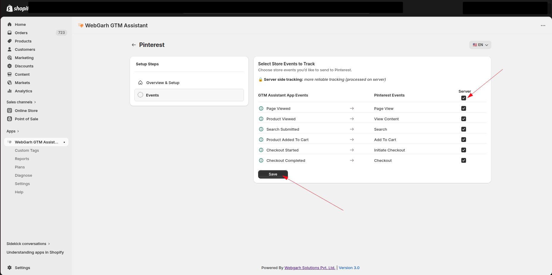 Connect Pinterest to Webgarh GTM Assistant screenshot 6