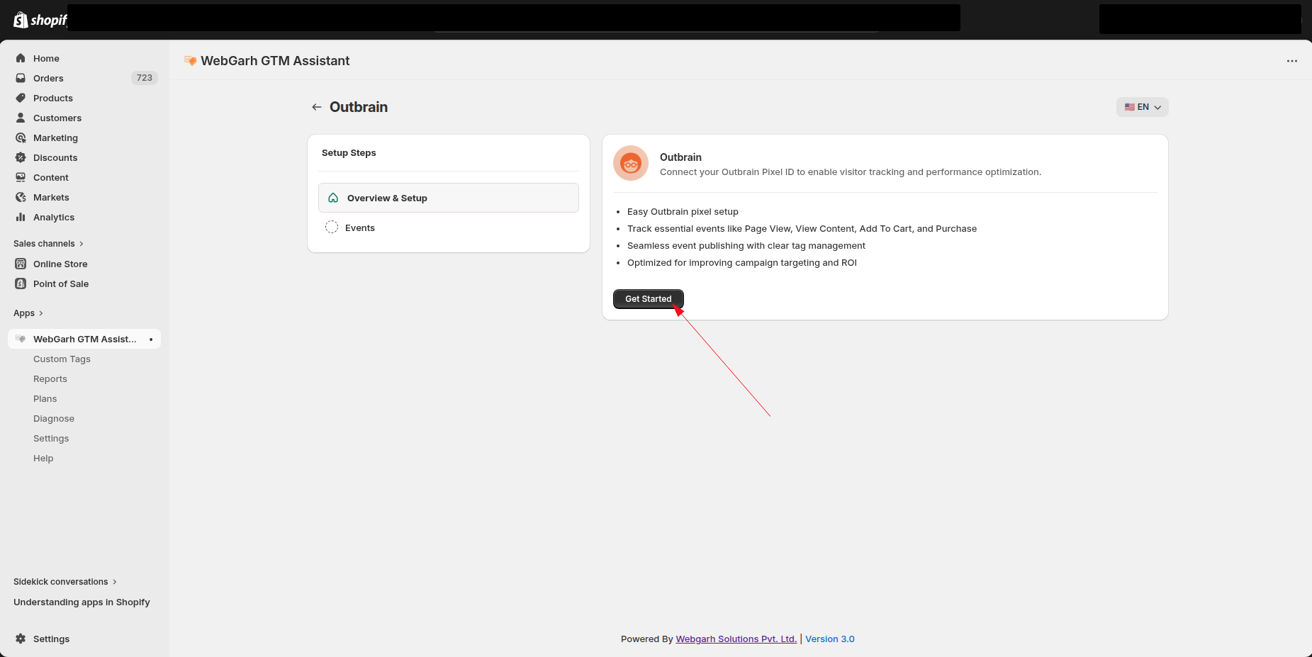 Connect Outbrain to Webgarh GTM Assistant screenshot 1
