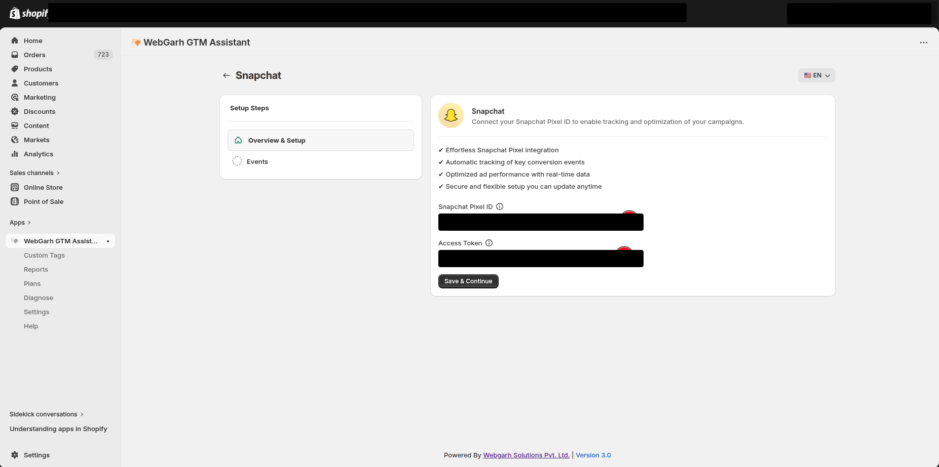 Connect Snapchat Ads to Webgarh GTM Assistant screenshot 5
