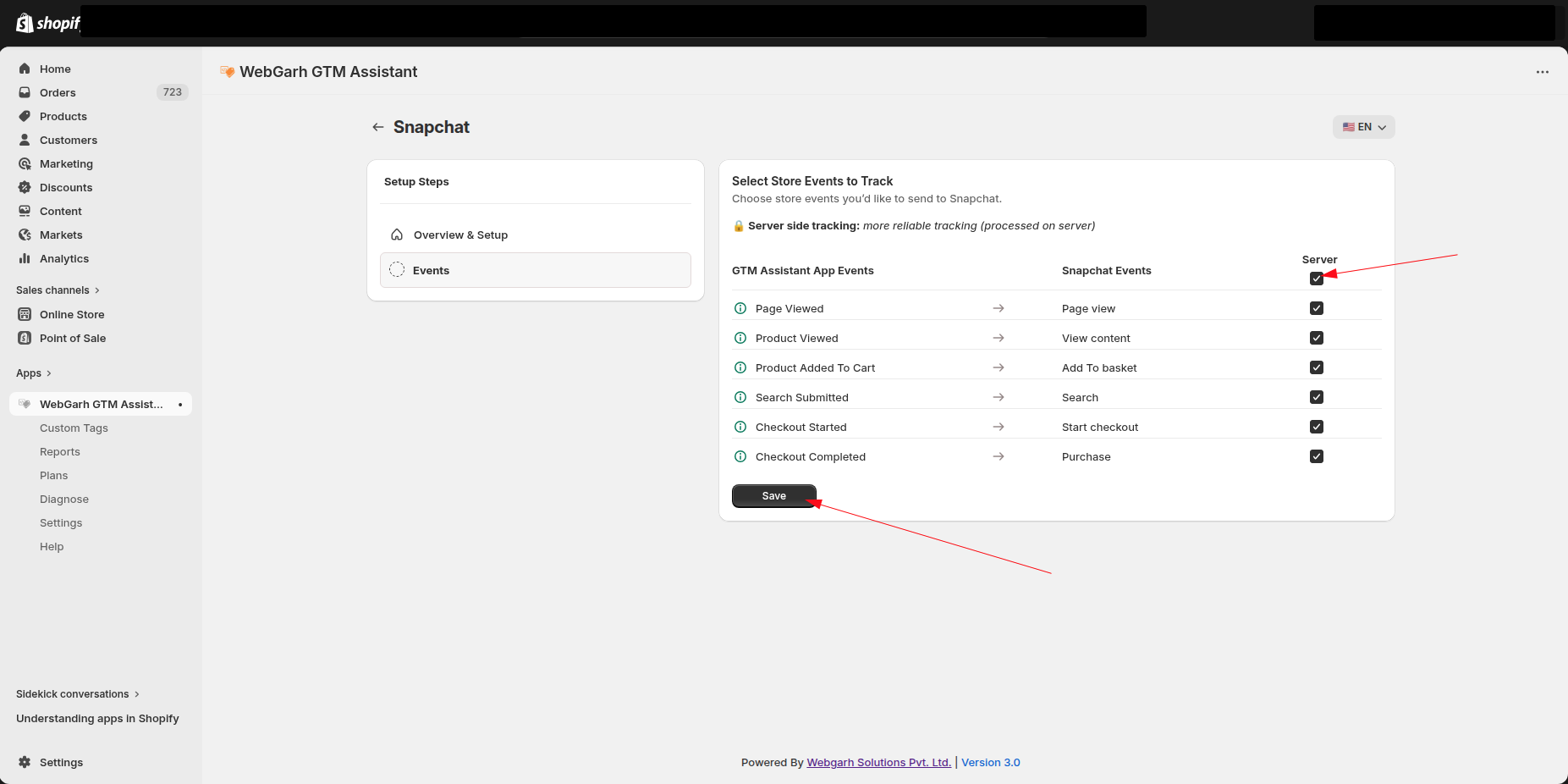 Connect Snapchat Ads to Webgarh GTM Assistant screenshot 6