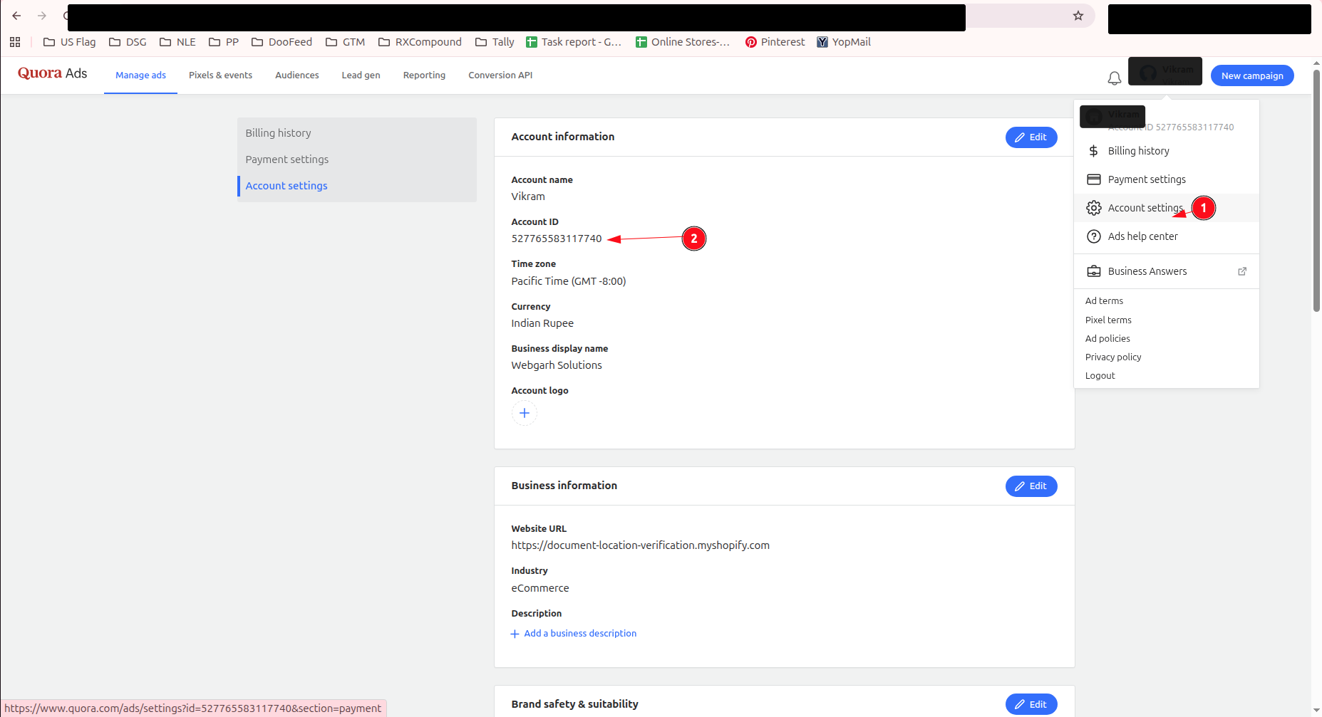 Connect Quora Ads to Webgarh GTM Assistant screenshot 1