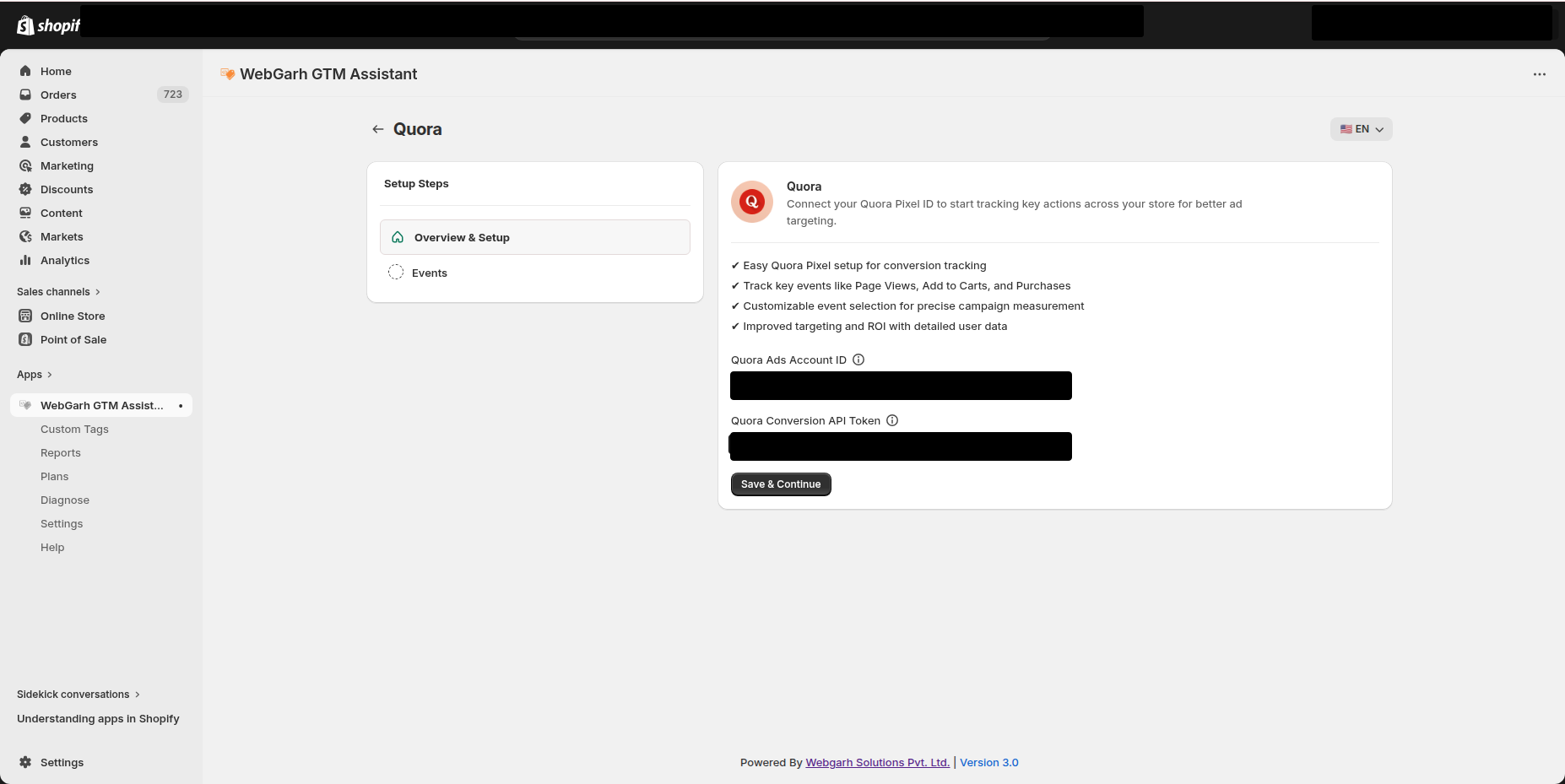 Connect Quora Ads to Webgarh GTM Assistant screenshot 4
