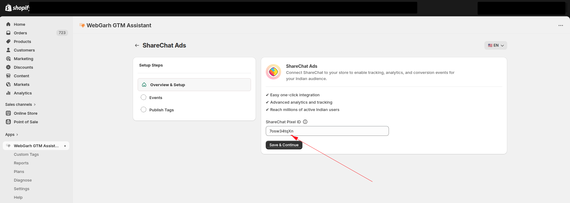 Connect ShareChat Ads to Webgarh GTM Assistant screenshot 2